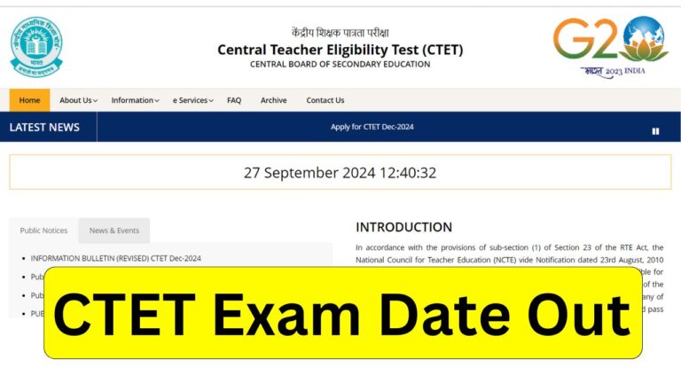 CTET Exam Date 2024